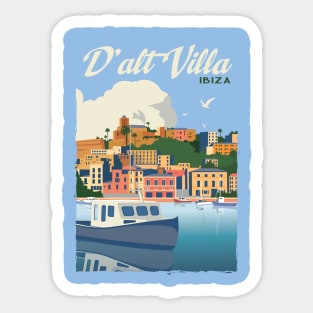 Dalt Villa Ibiza Spain Retro Vintage Travel Poster  Apparel Sticker